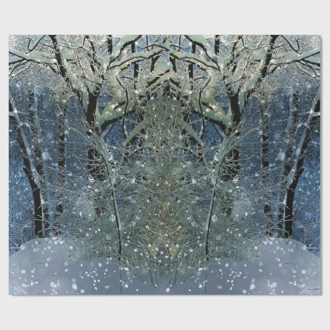 Magische Glittering Winter Wonderland Snowwald Geschenkpapier (Flach)