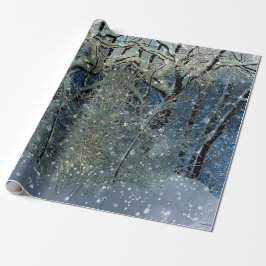 Magische Glittering Winter Wonderland Snowwald Geschenkpapier