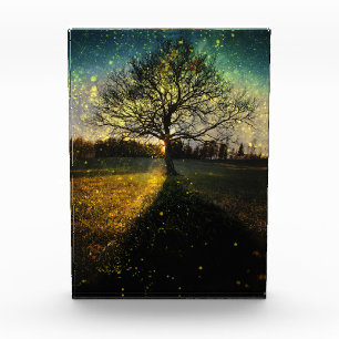 Magische Glühwürmchen, traumhafte Landschaft Fotoblock
