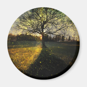 Magische Glühwürmchen, traumhafte Landschaft Magnet