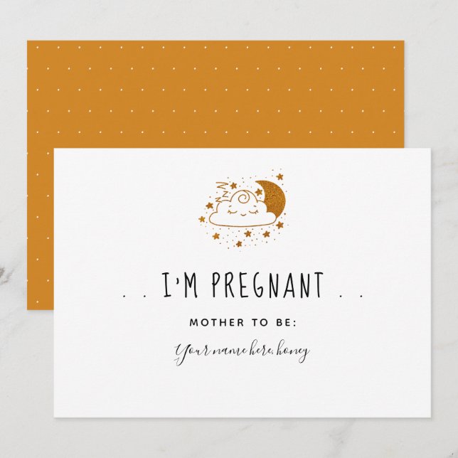 Magische Gold Cloud Pregnancy Announcemente Card Ankündigung (Vorne/Hinten)