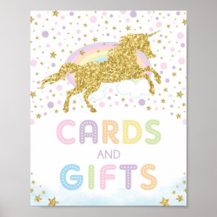 Magische Gold Einhorn / Karten & Geschenke Geburts Poster
