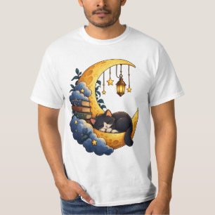 Magische Halbmondkatze – Himmlischer Nachttraum T-Shirt