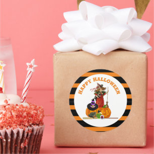 Magische Halloween-Hexe und Pumpkins-Feiertag Runder Aufkleber