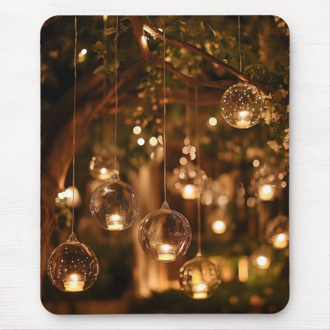Magische hängende Glaslaternen Kerze Mousepad (Vorne)