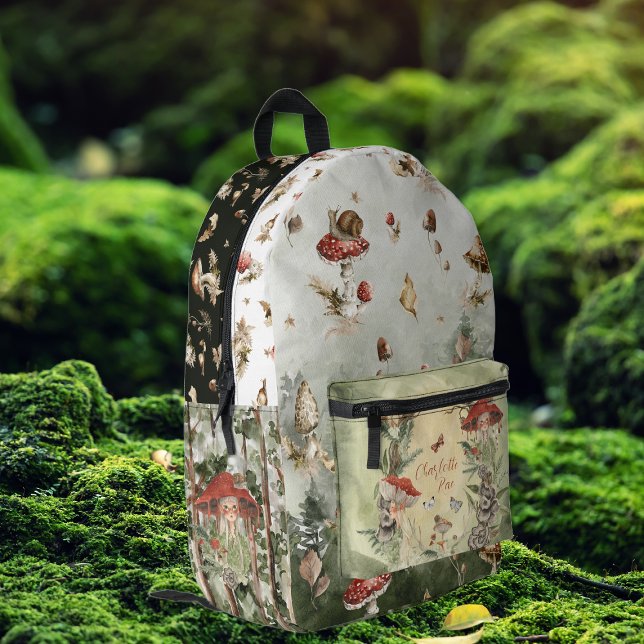 Magische Herbstwald-Fairy | Monogramm Bedruckter Rucksack (Von Creator hochgeladen)