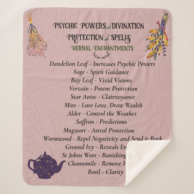 Magische Hexe Herbal Pink Sherpadecke (Vorderseite)