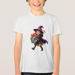 Magische Hexe liefert Geschenke Halloween-Fantasy Tri-Blend Shirt