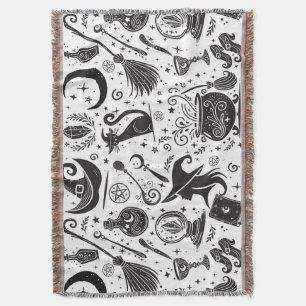 Magische Hexe Whimsical Wiccan Pagan Black & White Decke