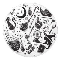 Magische Hexe Whimsical Wiccan Pagan Black & White