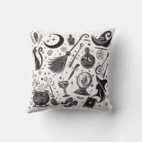 Magische Hexe Whimsical Wiccan Pagan Black & White