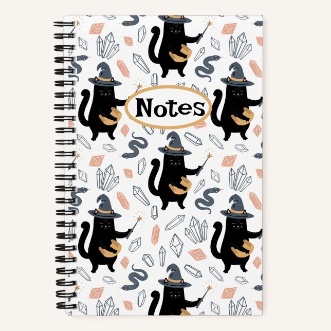 Magische Hexenkatze Halloween Notizbuch (Vorderseite)