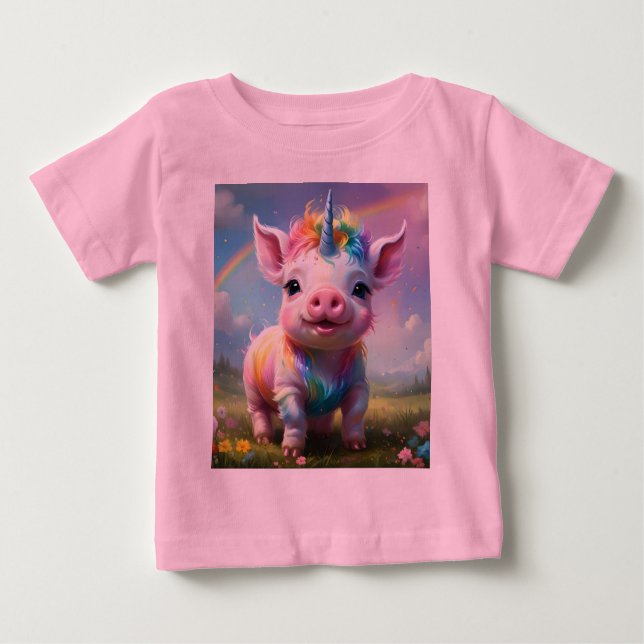 "Magische Hooves: Der Regenbogen Einhornschwanz" Baby T-shirt (Vorderseite)