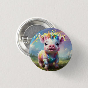 "Magische Hufe: Das Regenbogen-Einhorn-Schwein" Button