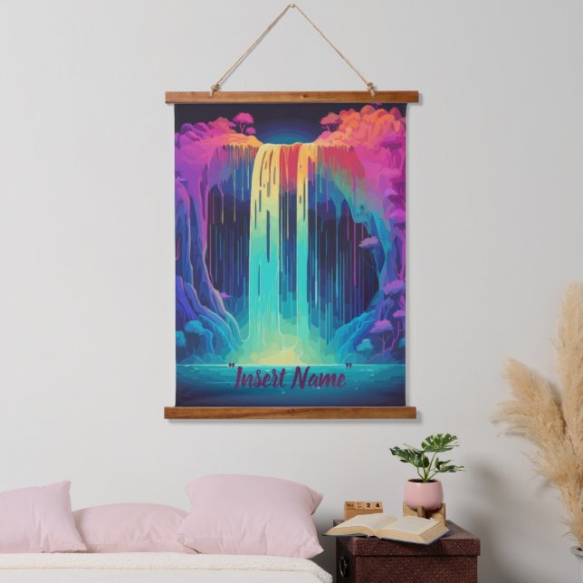 Magische Kaskade, fesselnde Ruhe Wandteppich Mit Holzrahmen (Schlafzimmer)