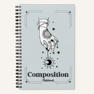 Magische kosmische Hand und Halbmond Notizbuch