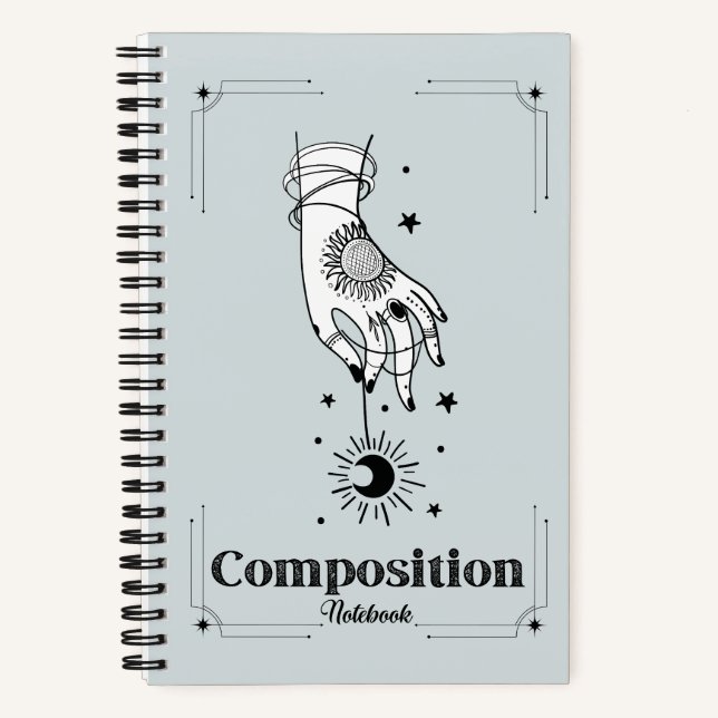 Magische kosmische Hand und Halbmond Notizbuch (Vorderseite)