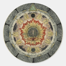 Magische kosmische Rose Mandala Round Stickers