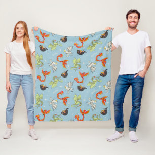 Magische Kreaturen im Vintage-Muster Fleecedecke