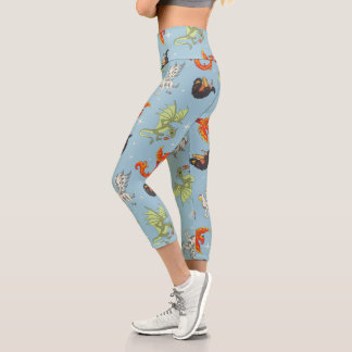 Magische Kreaturen Vintage-Muster Capri Leggings