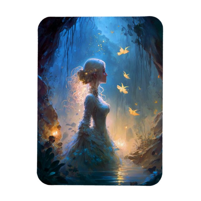 Magische Lady in Water Fantasy Art Magnet (Vertikal)
