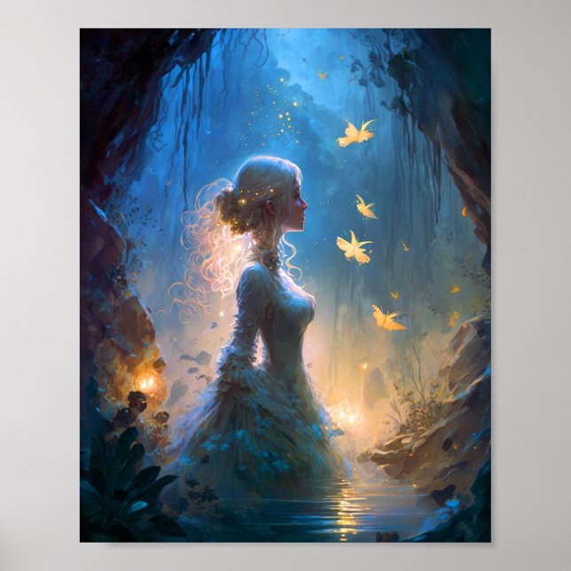 Magische Lady in Water Fantasy Art Poster (Vorne)