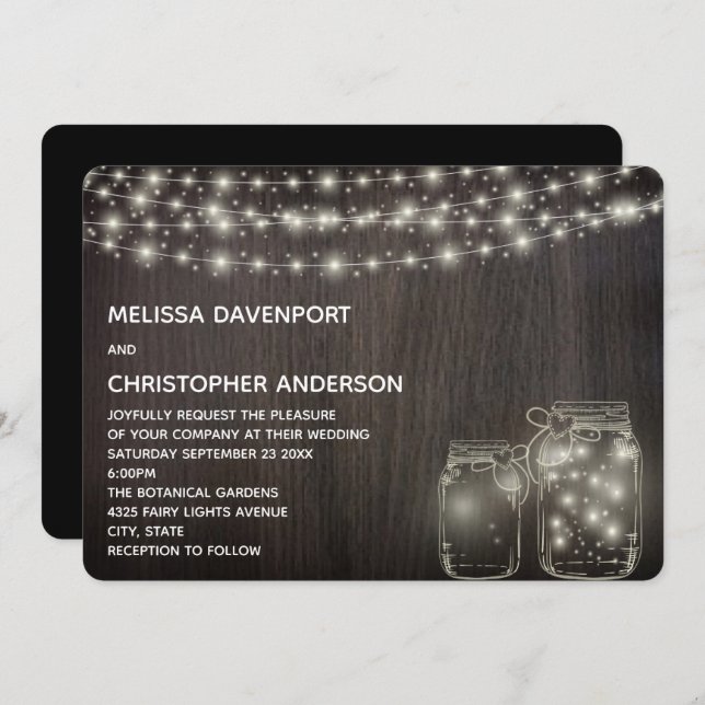 Magische Lampen & Mason Jars Wedite Einladung (Vorne/Hinten)