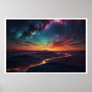 Magische Landschaft der Nordlichter Poster