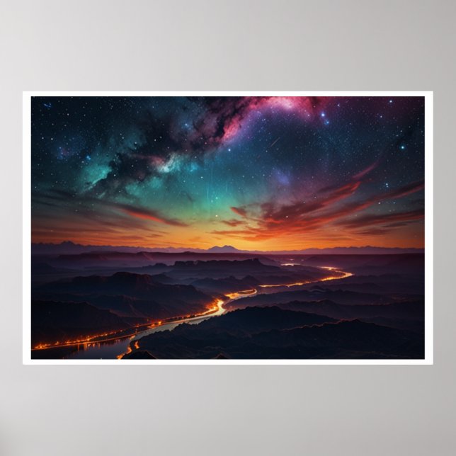 Magische Landschaft der Nordlichter Poster (Vorne)