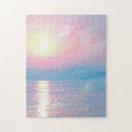 Magische Landschaft in rosa Sonnenuntergang Puzzle