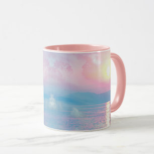 Magische Landschaft in rosa Sonnenuntergang Tasse