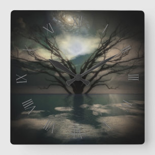 Magische Landschaft Quadratische Wanduhr