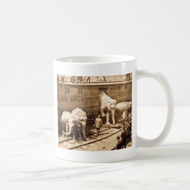 Magische Laternen-Dia Ringling Bros Elefant-Zug Kaffeetasse (Rechts)