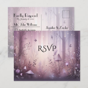 Magische Lavendel-Fee-Lichter Hochzeits-RSVP Einladungspostkarte