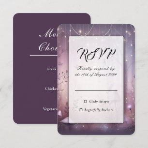 Magische Lavendel-Feenlichter Hochzeit RSVP Karte