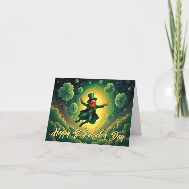 Magische Leprechaun St. Patrick's Day Kunst Dankeskarte (Vorderseite)