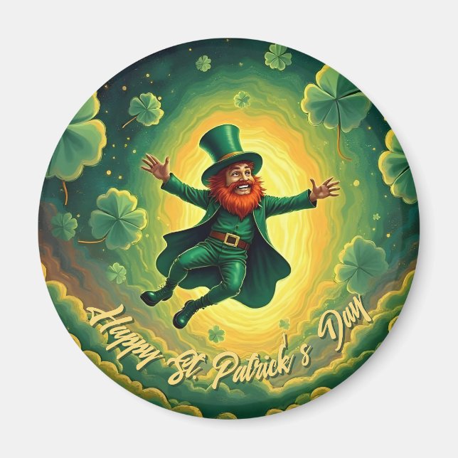 Magische Leprechaun St. Patrick's Day Kunst Magnet (Vorne)