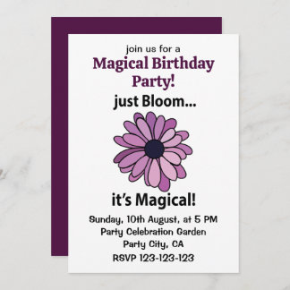 Magische Lila Blume Bloom Magical Birthday Einladung