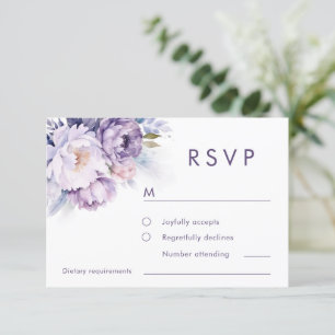 Magische Lila Florals Winter Wedding RSVP Karte