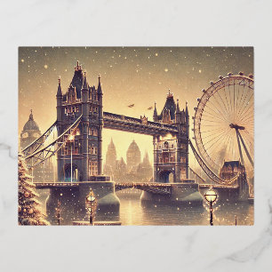 Magische London-Weihnachts-Postkarte Folien Feiertagspostkarte