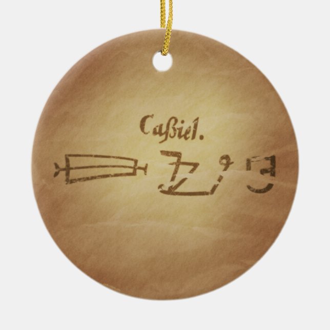 Magische Magie-Siegel-Engel-Kassielschutz-Magie-Ch Keramikornament (Vorne)