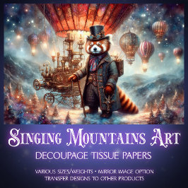 Magische Mechanische Red Panda Reise Decoupage Seidenpapier