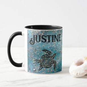Magische Meeresschildkröte Glitterie Blau Personal Tasse