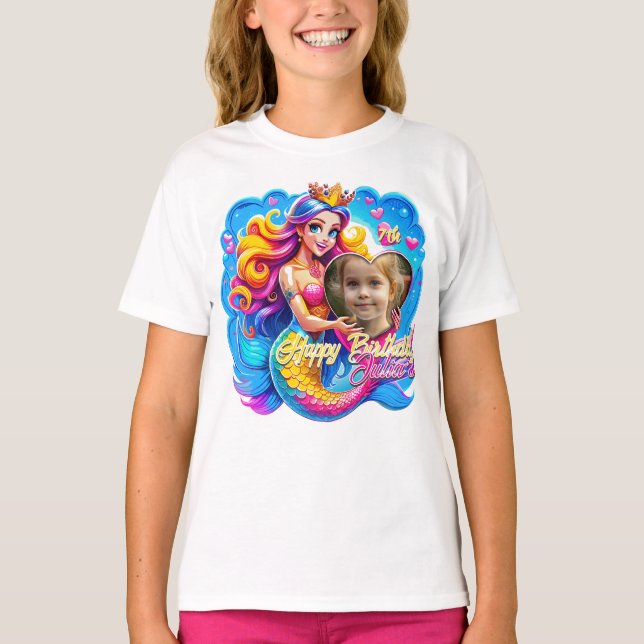 Magische Meerjungfrau Geburtstagslust, individuell T-Shirt (Vorderseite)