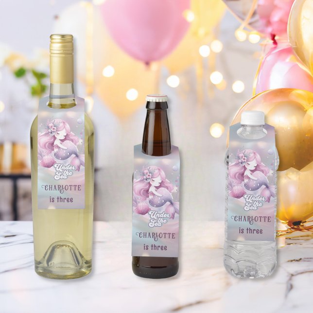 Magische Meerjungfrau-Geburtstagsparty für Kinder Flaschenanhänger (Von Creator hochgeladen)