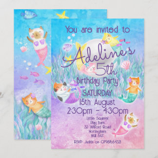 Magische Meerjungfrau Katzen Einladungen