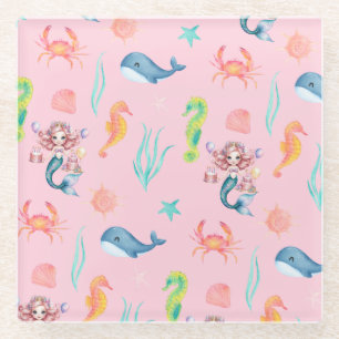 Magische Meerjungfrau Regenbogen Geburtstagsmädche Glasuntersetzer