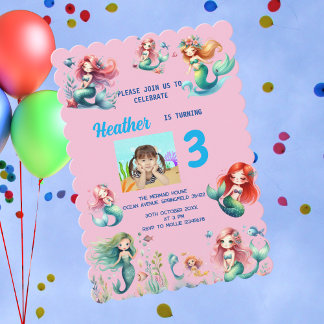 Magische Meerjungfrau unter dem Kindergeburtstag P Einladung