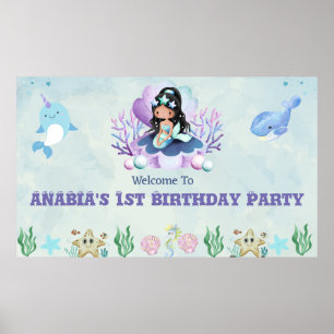 Magische Meerjungfrau Wasserfarbe Geburtstag Begrü Poster