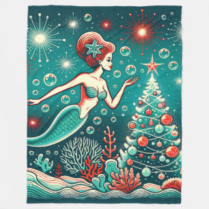 "Magische Meerjungfrau Whimsical Christmas Delight Fleecedecke